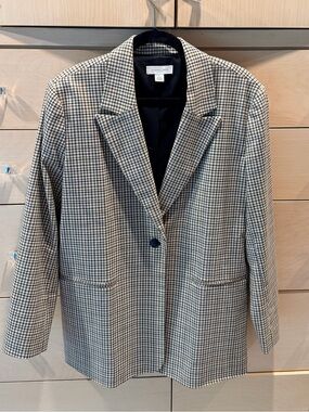 Treasure & Bond Black and Cream Checked Blazer